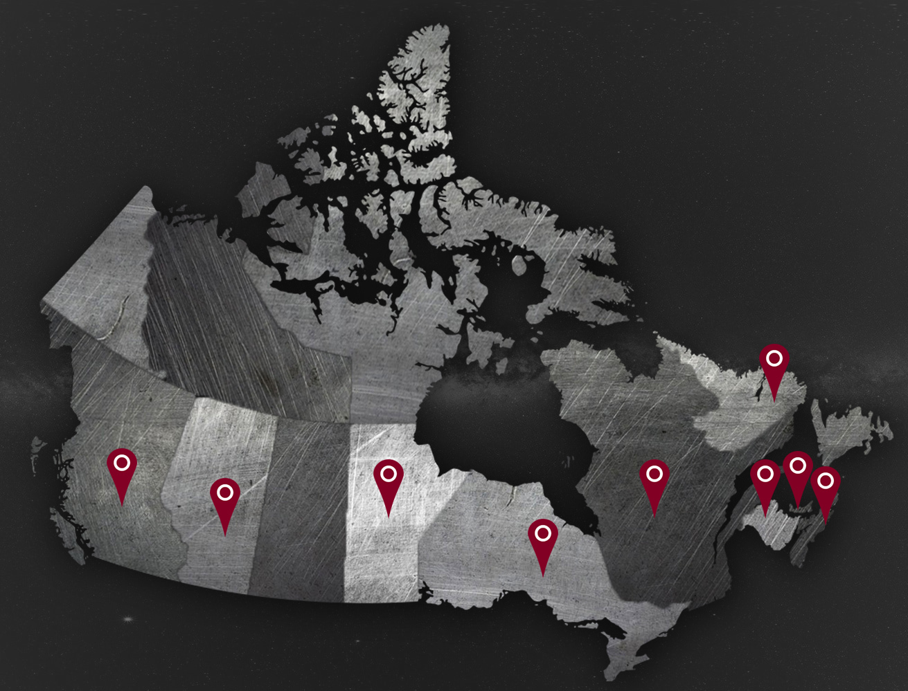 Map of Canada with Project Locations